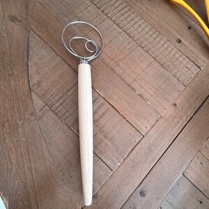 Orblue Danish Dough Whisk Stainless Steel Wood Handle Bread Mixing Tool 13.5 In